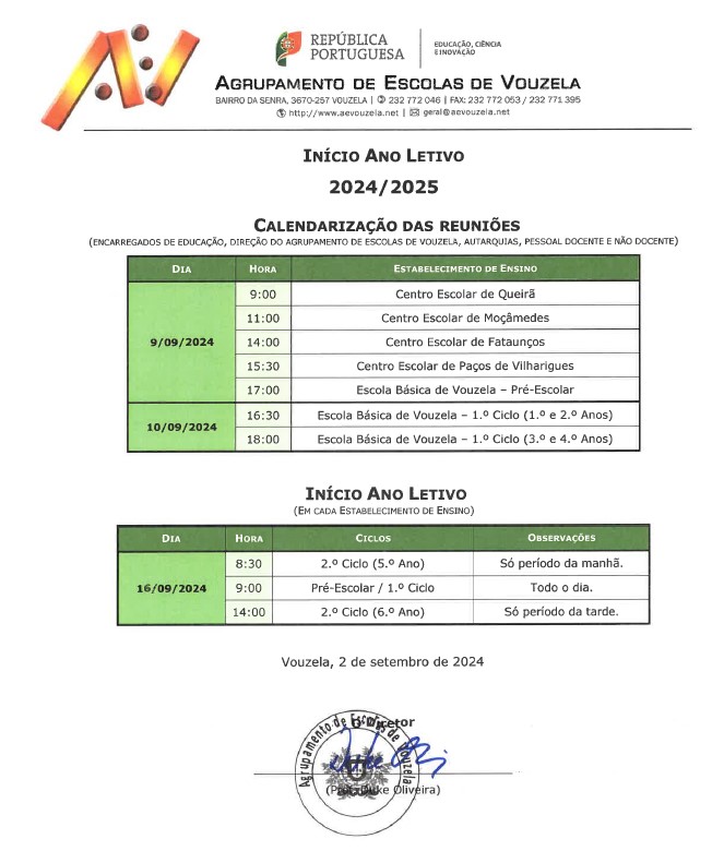 inicio ano letivo